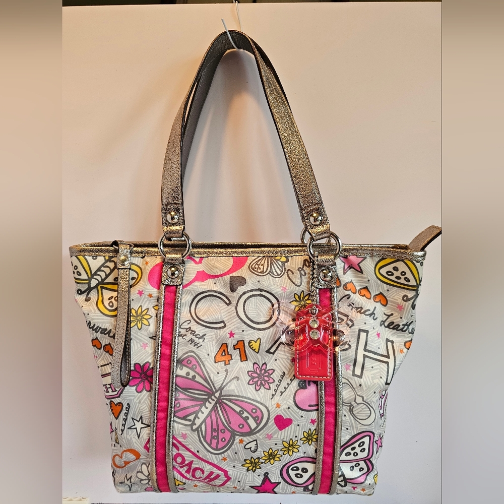 EUC Coach Y2K Bandana Graffiti Butterfly Shoulder Bag (F15712) & Wallet Set - Picture 3 of 16